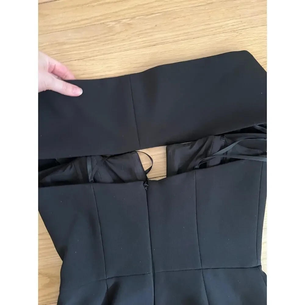 BCBGMAXAZRIA Women's 2 Black Marquis Off The Shoulder Mini Dress LBD Side Slit